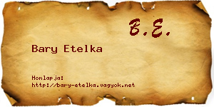 Bary Etelka névjegykártya